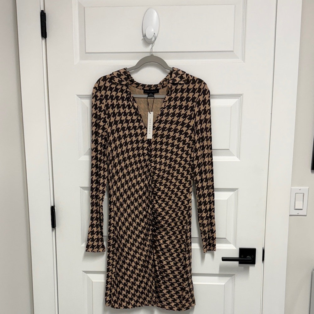 Sanctuary Black and Tan Houndstooth Dress